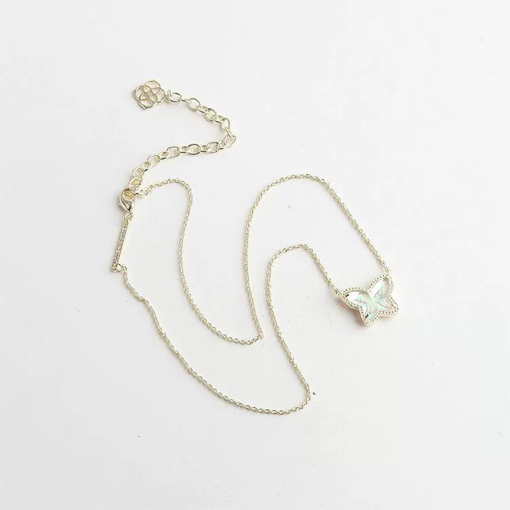 Kendra Scott Light Gold Chain Artificial Crystal Butterfly Pendant Choker